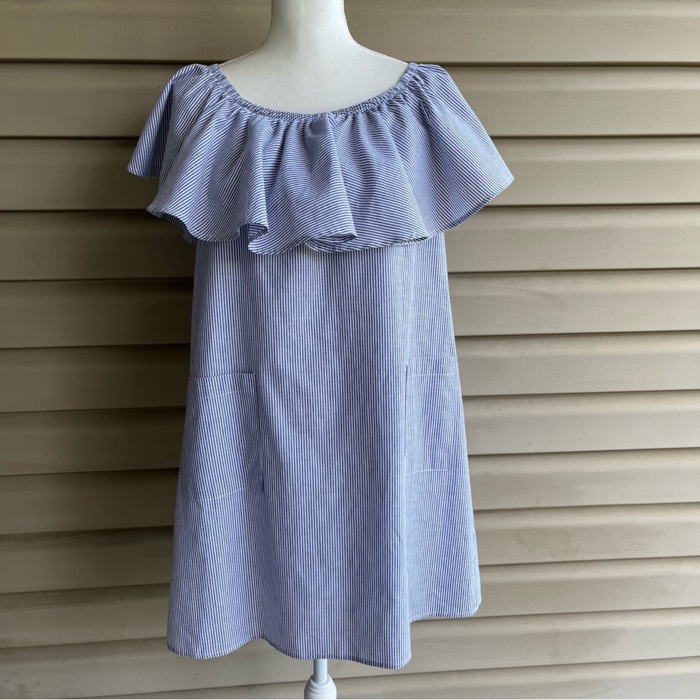 •The Impeccable Pig• Off The Shoulder Striped Dress - Size Large